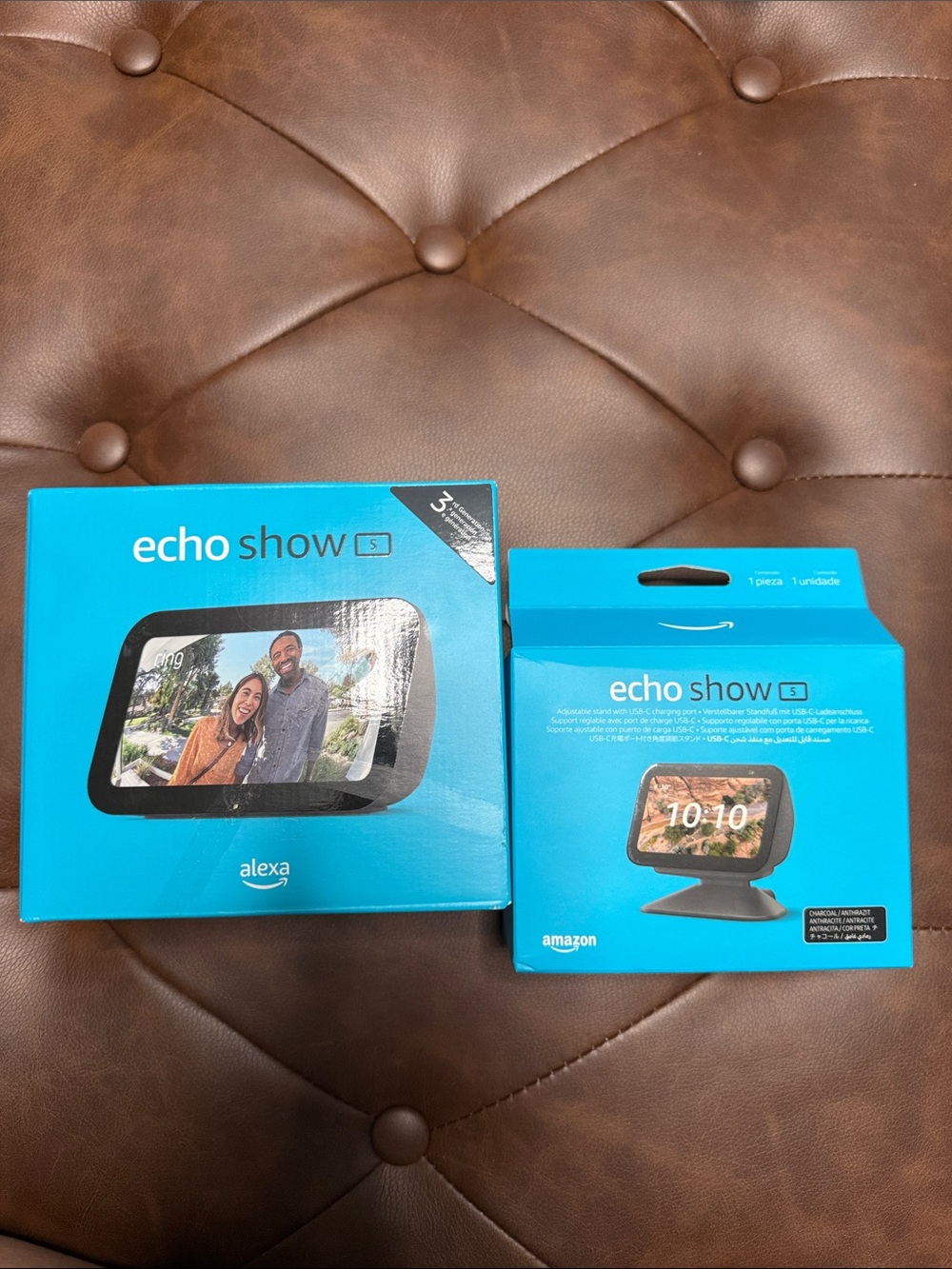 Amazon Echo Show 5 Smart Display - Black (Boxed) plus adjustable stand with usb